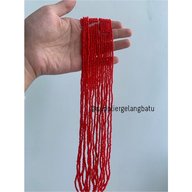 Crystal Ceko Doft 2mm merah cabe terang bead manik donat rondelle acc