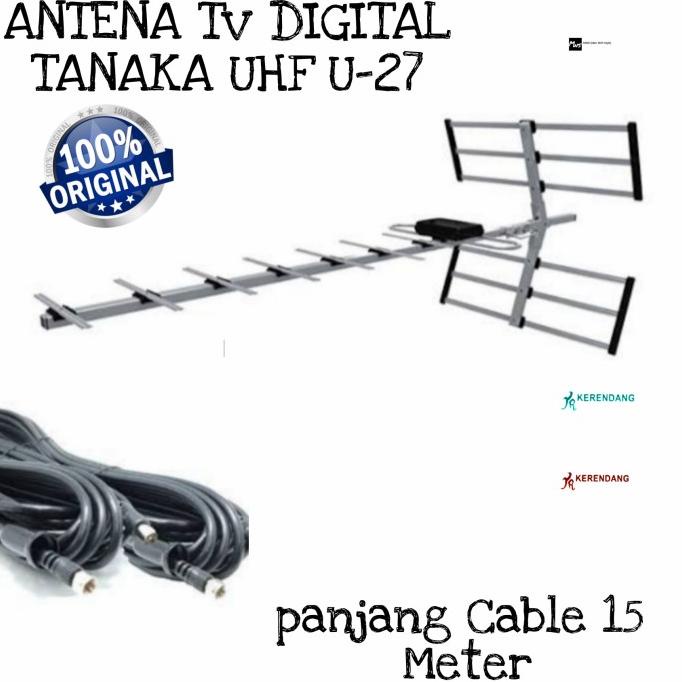 Antena Tv Digital TANAKA UHF U-27 Panjang Cable 15 Meter
