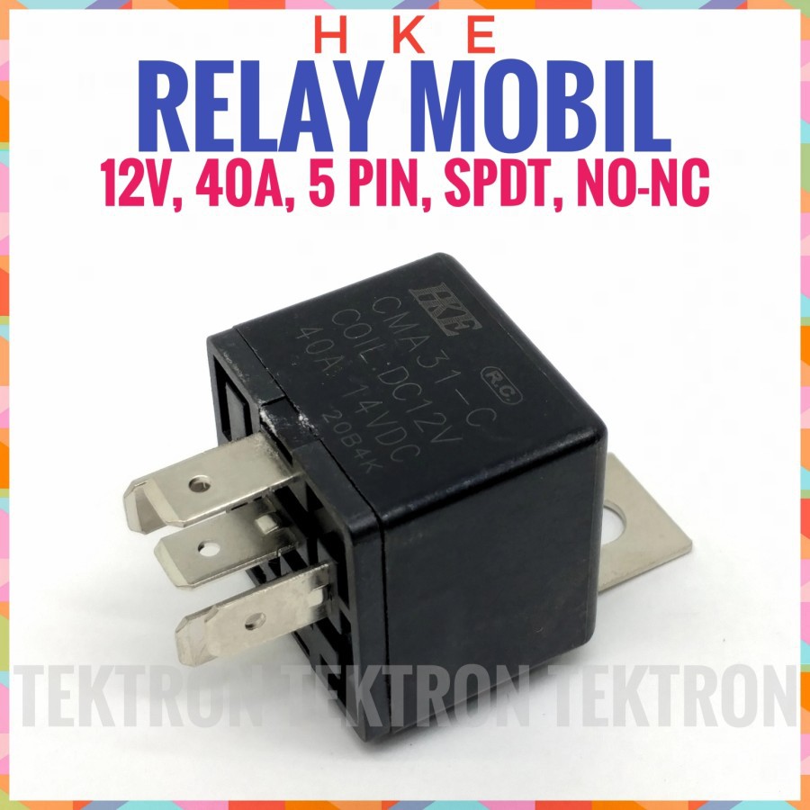 HKE Relay Mobil 12VDC 40A SPDT NO-NC 12V 5pin 5p max 14V Lampu Klakson