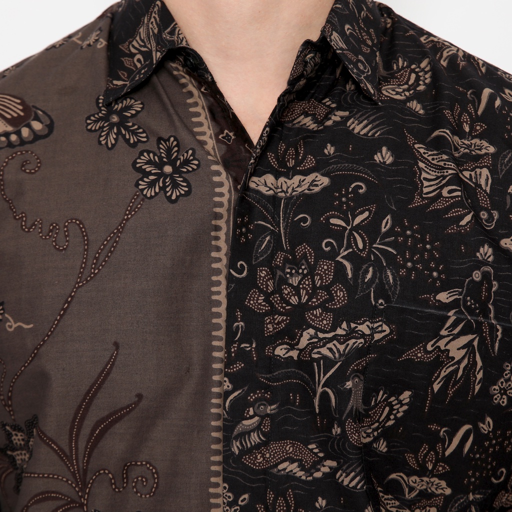 KEMEJA BATIK PRIA Lengan Panjang Premium Two Tone Pagi Sore Elegant Warna Coklat 722552 Cap 72 Baju Kemeja Atasan Pakaian Setelan Batik Pria Cowok Laki Laki Remaja Keluarga Kantor Lengan Panjang Modern Slimfit Slim Fit Premium Kekinian