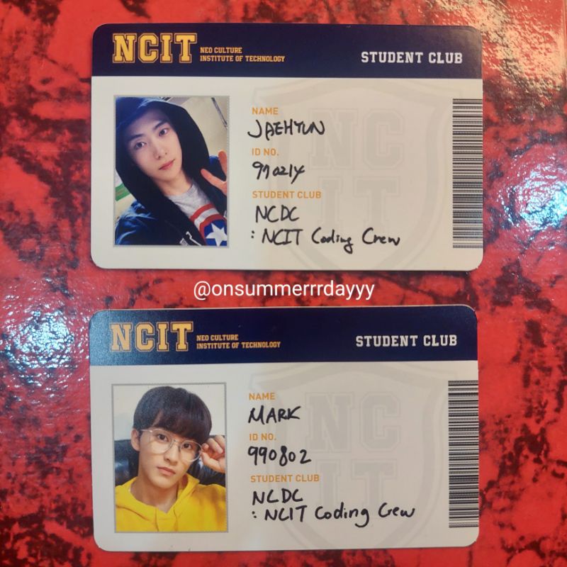 PC ID NCIT Mark, Jaehyun student card