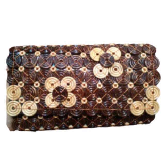 TERMURAH! Dompet Panjang dan Tas Selempang Tali Panjang Elastis - Bahan Batok Kelapa Model Kancing