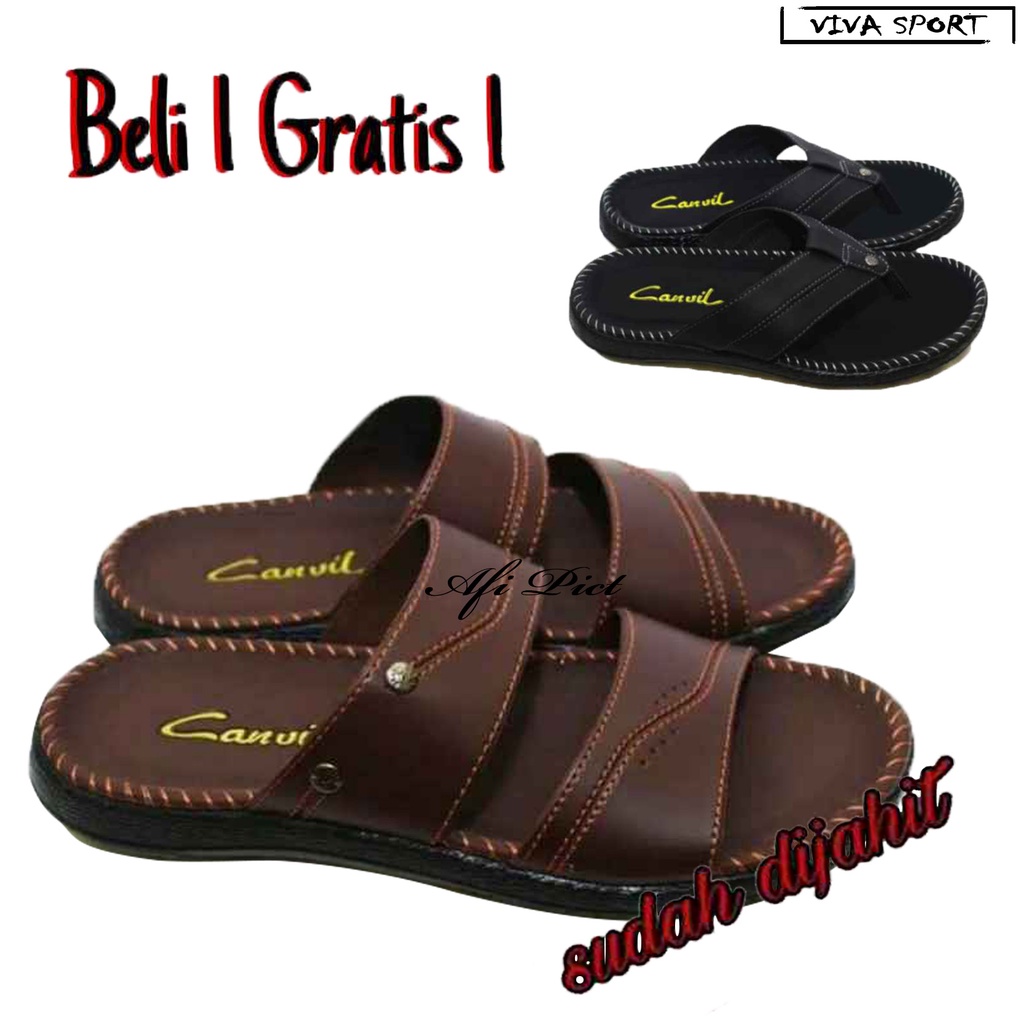 Sandal pria slop Kulit  BELI 1 GRATIS 1 SANDAL PRIA MURAH kualitas import