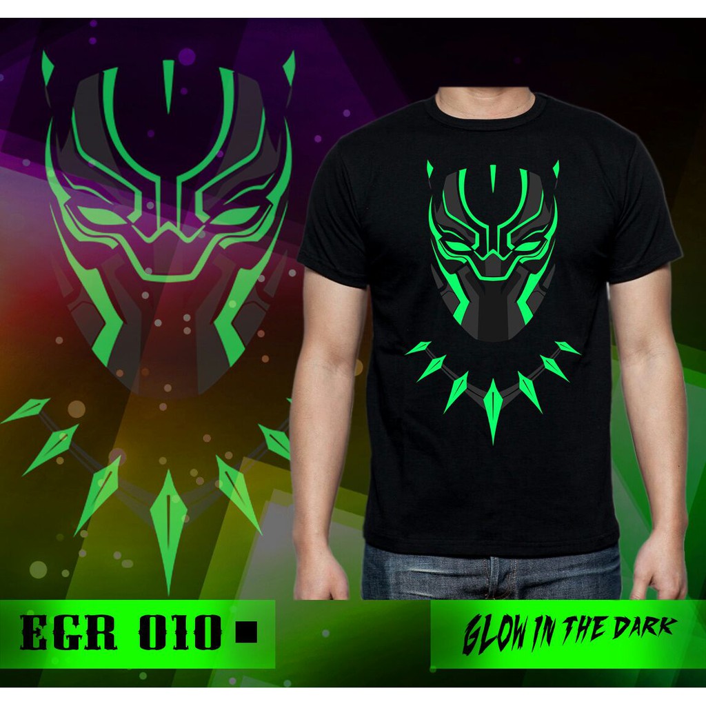 Kaos Baju Superhero Black Panther Glow in the dark Big Size Import Jumbo XL-XXXL