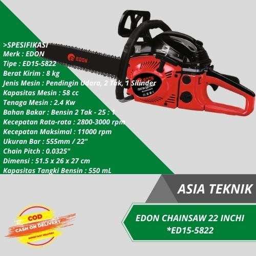 PROMO TERMURAH!!!! MESIN CHAINSAW YUKIDO 22 INCHI Mesin ChainSaw 22  2 Tak Gergaji Potong Pohon Kayu Chain saw