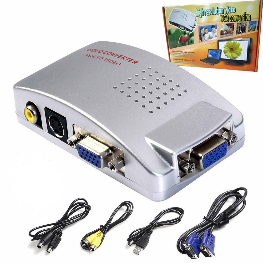 PC/LAPTOP/CCTV VGA TO TV AV RCA S-VIDEO CONVERTER ADAPTER BOX COMPOSITE HDTV UK