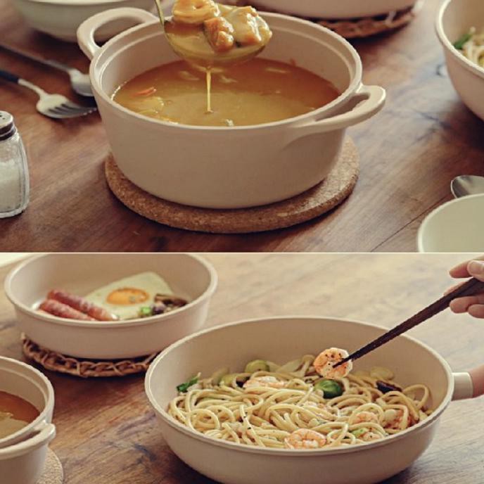 Open Po Set 2 Frypan Stew Pan Neoflam Sherbet Cookware Sets Fika Promo Hari Ini