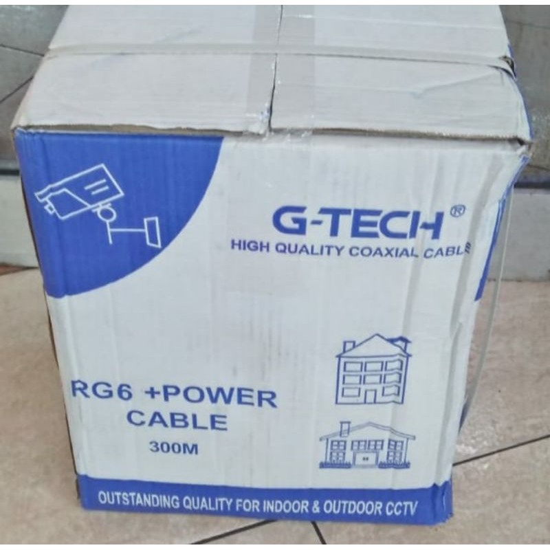 kabel cctv gtech rg59 plus power warna putih 300m