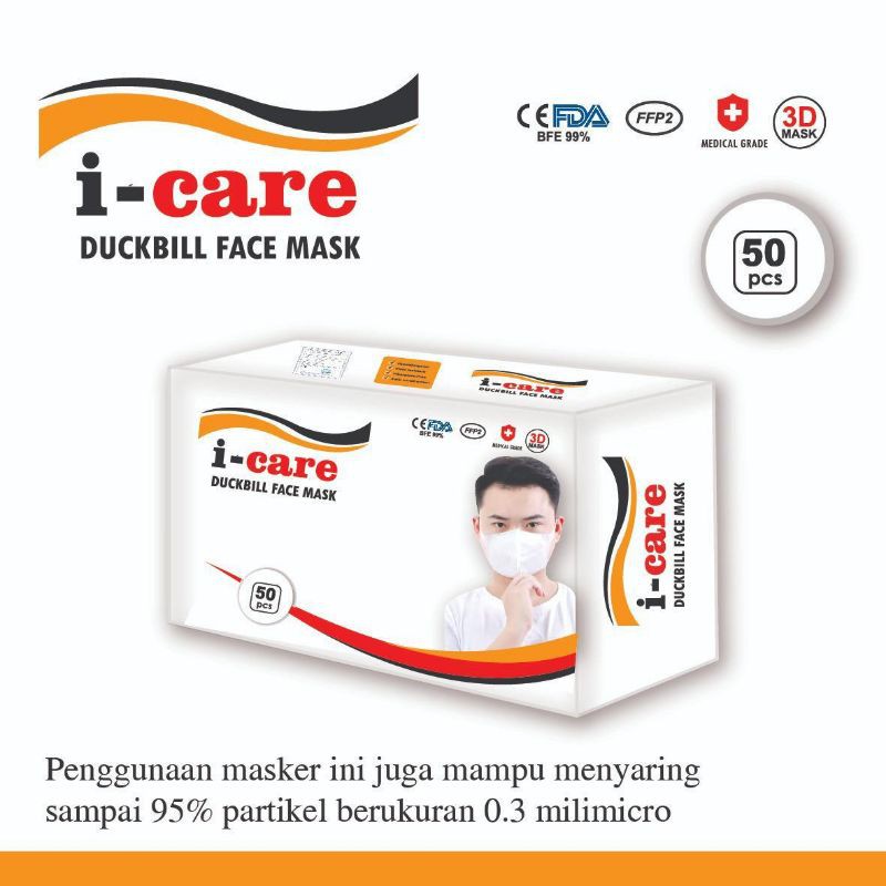 Masker Duckbill GARIS merk FACEMASK ,I-care, ONE CARE dan Chasa 1box isi 50pcs