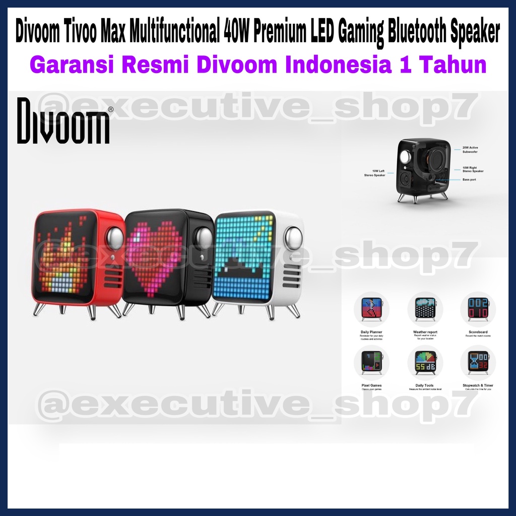 Divoom Tivoo Max Multifunctional 40W Premium LED Gaming Bluetooth Speaker - Garansi Resmi Divoom Indonesia 1 Tahun