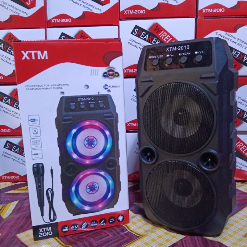 speaker bluetooth super bass, speaker bluetooth XTM 2010 free mic bisa karoke