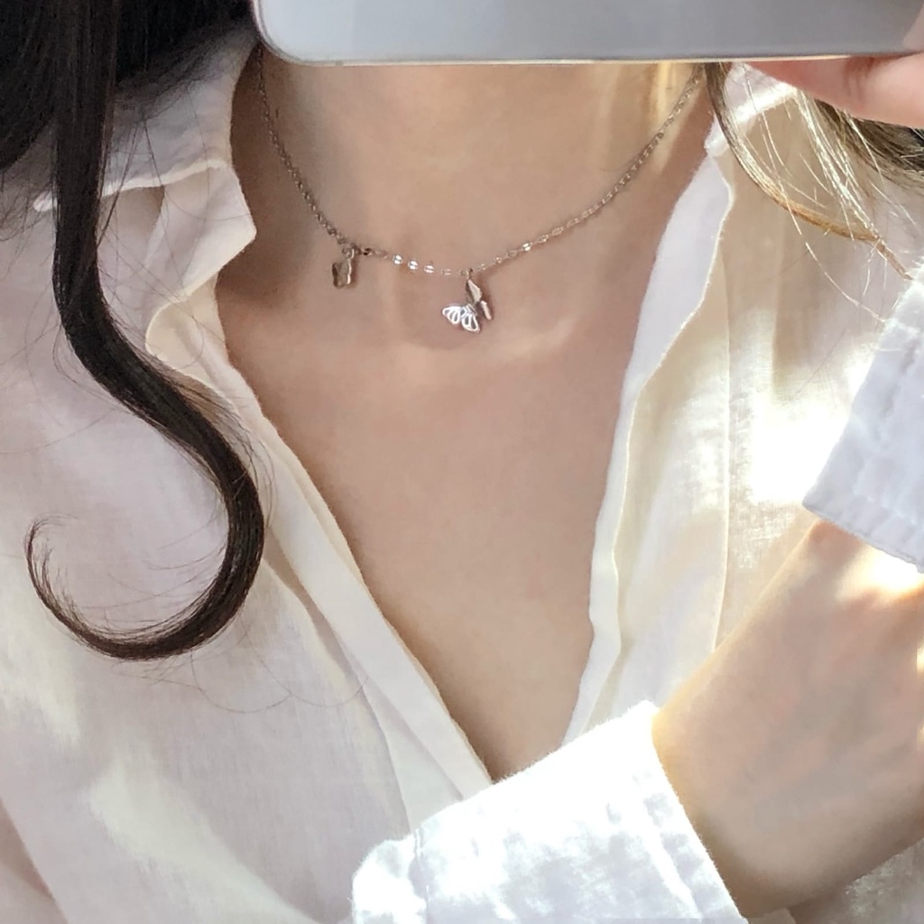 Kalung KL119 Perak / Silver S925 Premium Fashion Wanita Kalung unik Lucu Keren / Deluna/BB