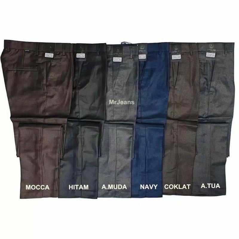 Celana Bahan Dasar Mengkilap Metalik Slimfit Kerja Kantor Formal / NDS