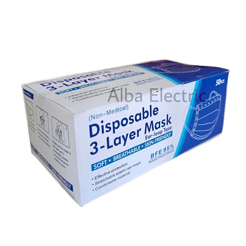 Masker 3 Ply Earloops Masker Wajah 3 Ply Masker Non Medical Disposable 3 Layer Mask