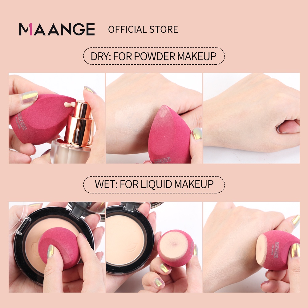 MAANGE Makeup Sponge Set Beauty Blender with Egg Case, Spons Lembut Untuk Alas Bedak Cair, Krim, dan Bedak1466