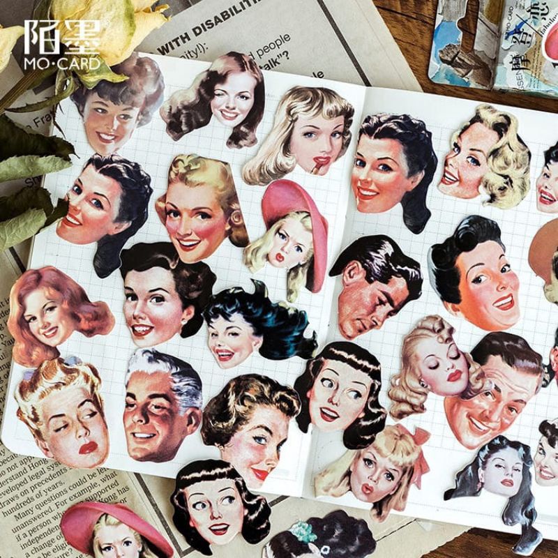 

WAJAH GADIS - STICKER DECO / STIKER LUCU UNTUK JURNAL PLANNER SCRAPBOOK CUTE - VINTAGE