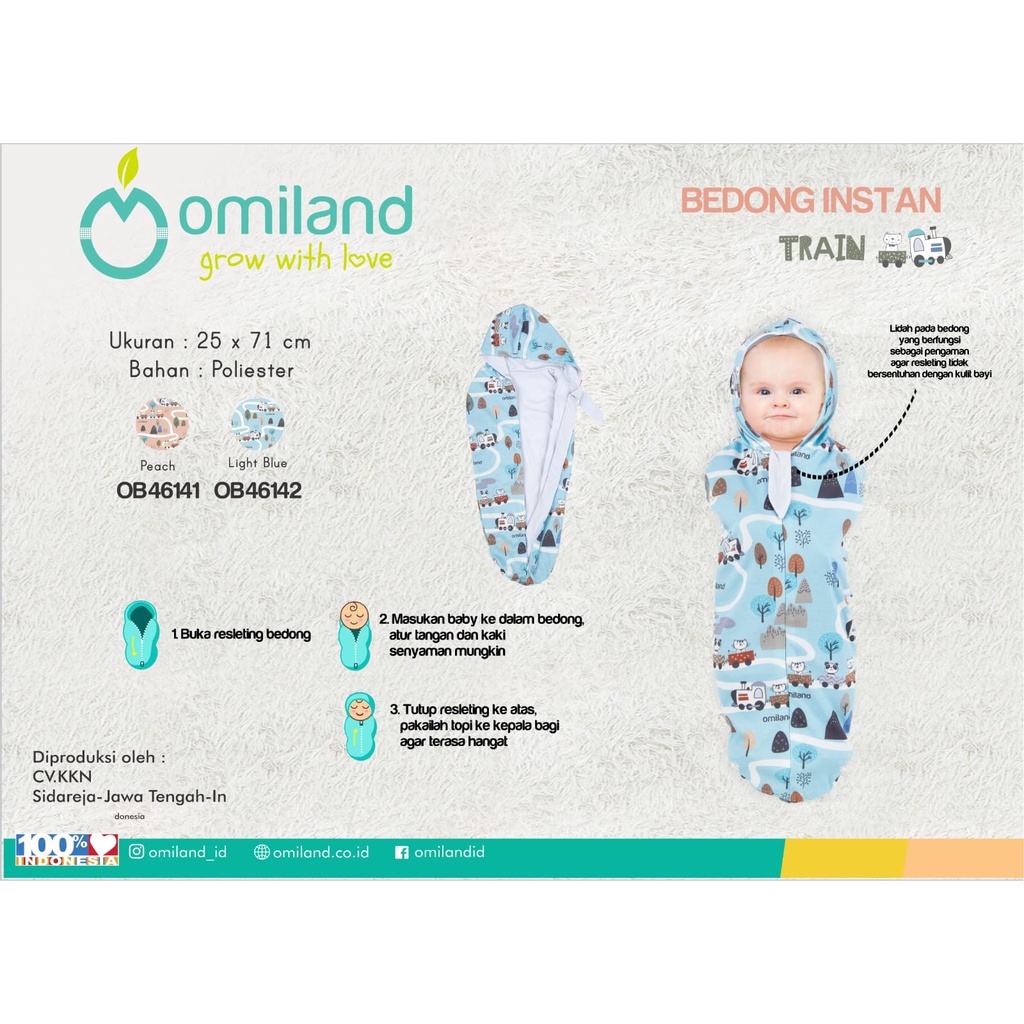 ♥BabyYank♥ BEDONG INSTANT TOPI RESLETING OMILAND - BROWN BEAR OB46131 - TRAIN OB46141-42