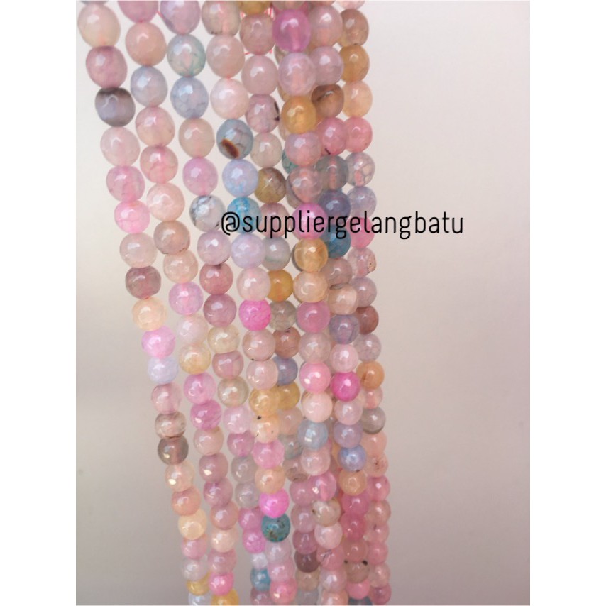 Natural Morgan FACETED beads 8mm CUTTING batu manik candy craft impor aksesoris supplier bahan beads