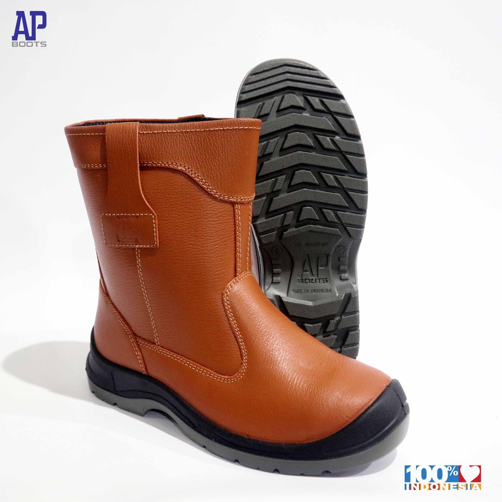 AP 2020 BROWN SAFETY LEATHER 43 - BOOT SEPATU SAFETY - AP BOOTS