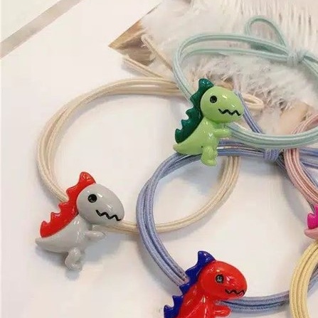 MURMURE.ID | IKAT RAMBUT ALA KOREA MOTIF DINOSAURUS KUNCIR CANDY IMPORT MURAH KARET RAMBUT DINO HA059-C - TALI CREAM