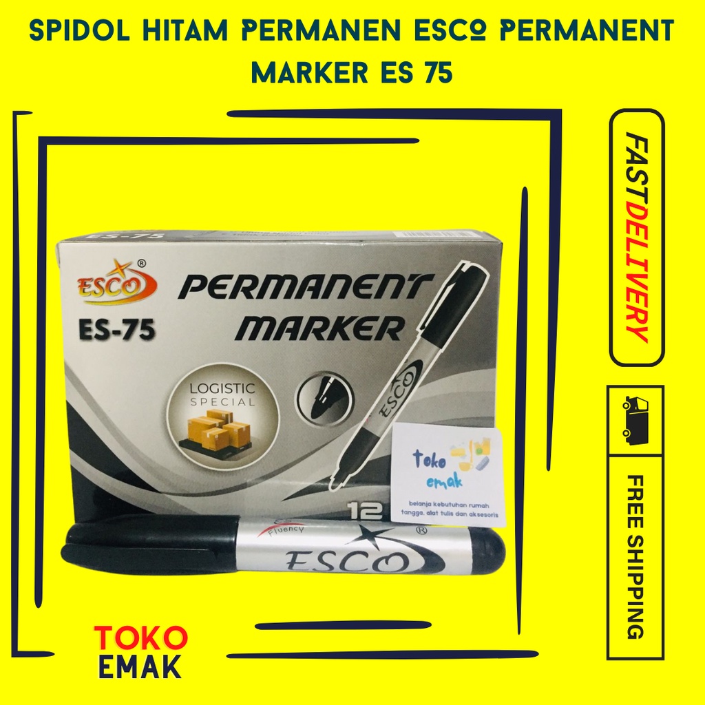 

Spidol Hitam Permanen ESCO Permanent Marker ES 75