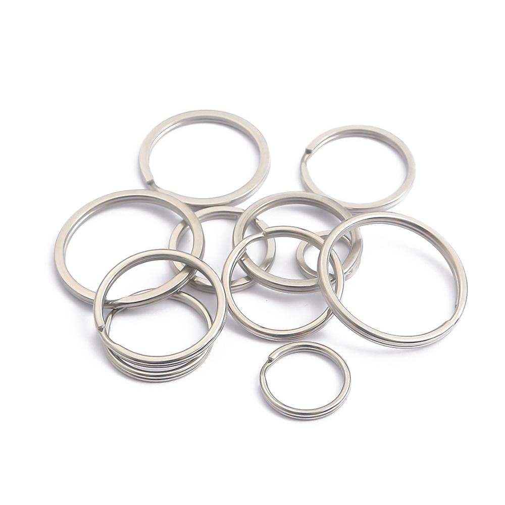 10pcs Ring Gantungan Kunci Bahan Stainless Steel Ukuran 25mm 28mm 30mm 35mm