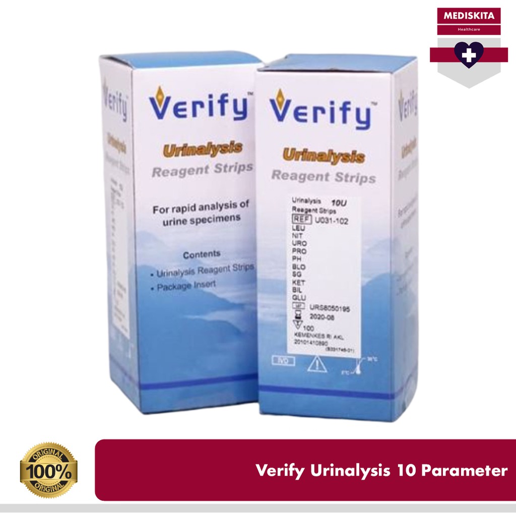 Verify 10 Parameter Reagent Strip Urinalysis Tes Urin Urine 10P 10U U