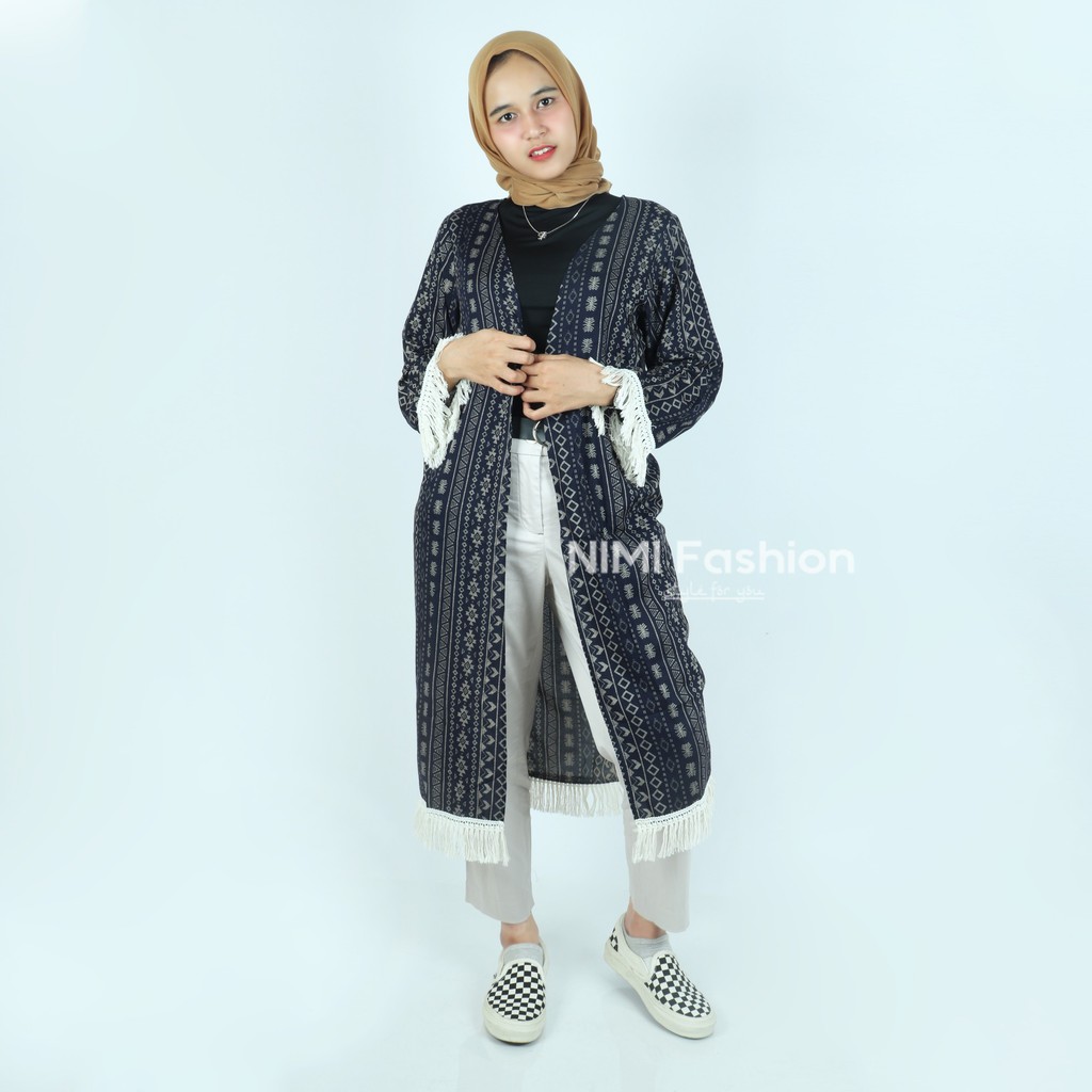 NIMI FASHION CARDIGAN WANITA PANJANG / OUTERS WANITA / CARDIGAN MURAH / CARDIGAN RUMBAI BEST SELLER