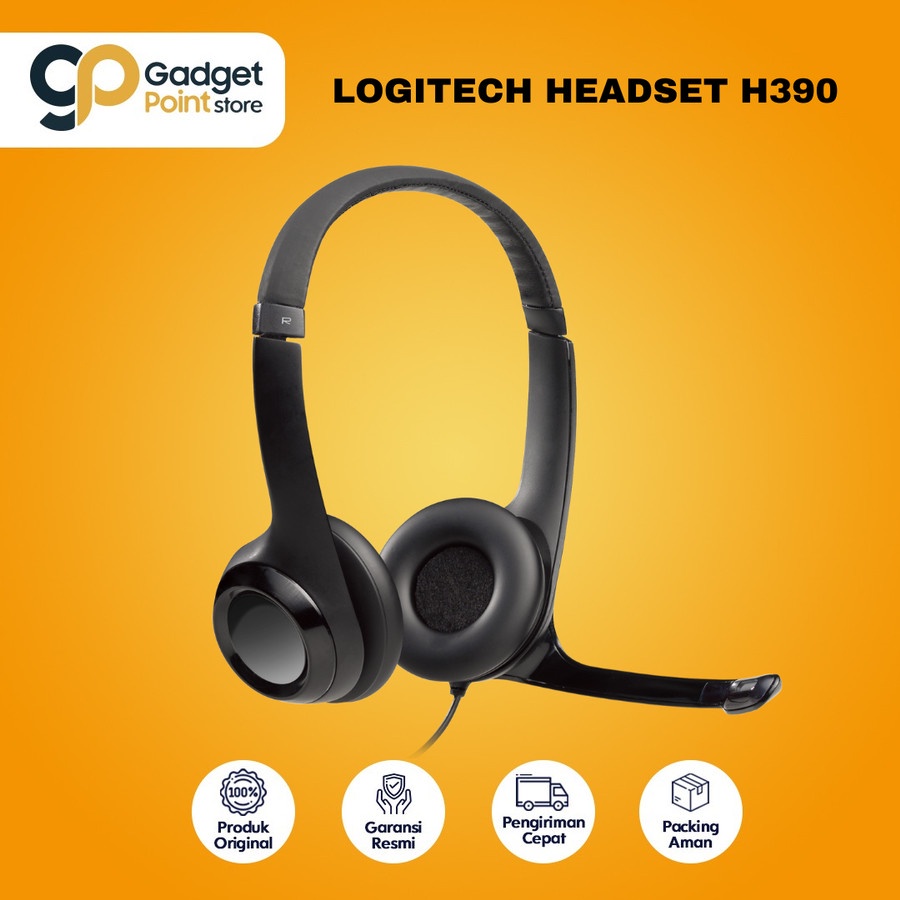 Headset Headphone Logitech USB H390 with Noise Cancelling Mic - Garansi Resmi