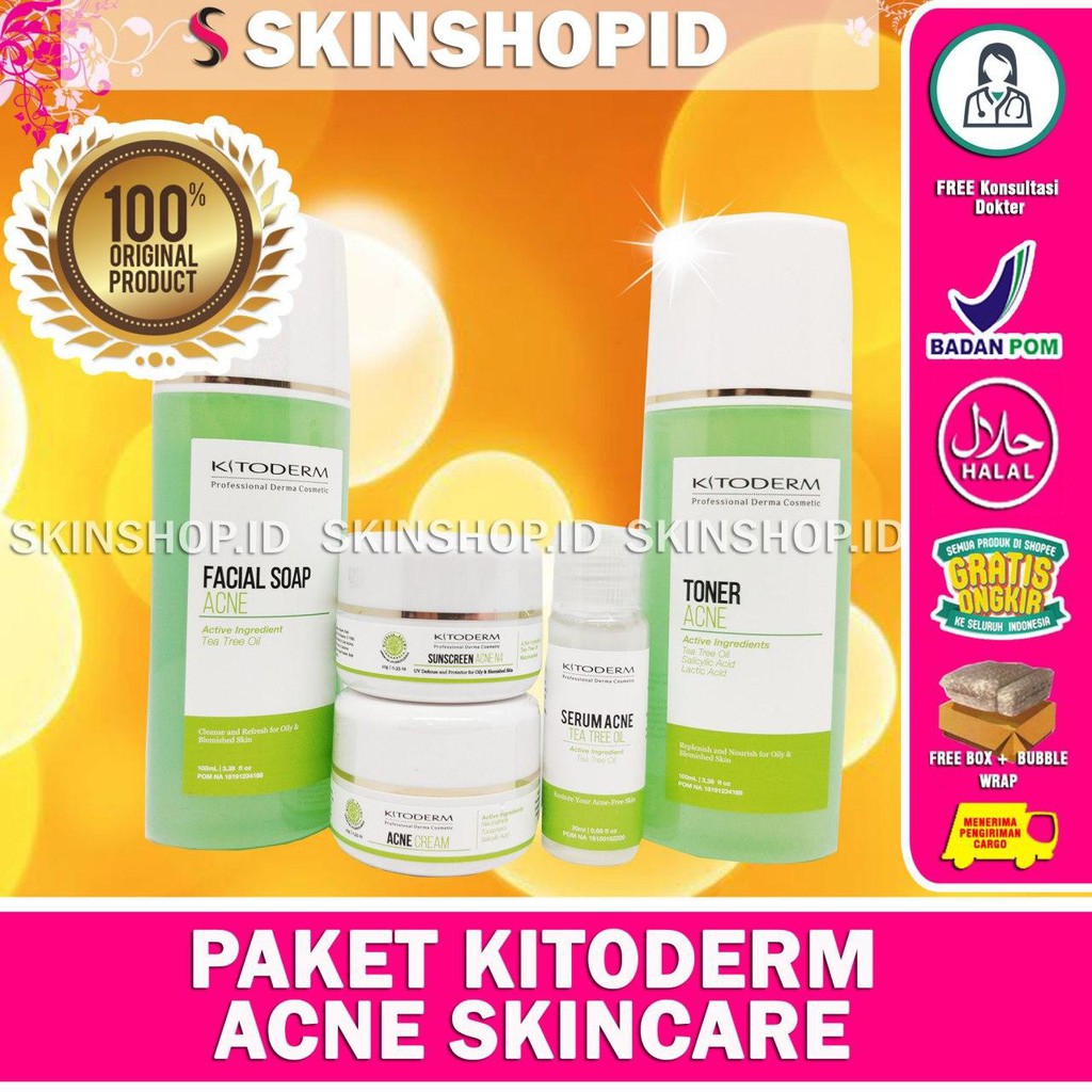 PAKET Kitoderm Acne Skincare Original / Paket Anti Jerawat isi 5 BPOM Aman