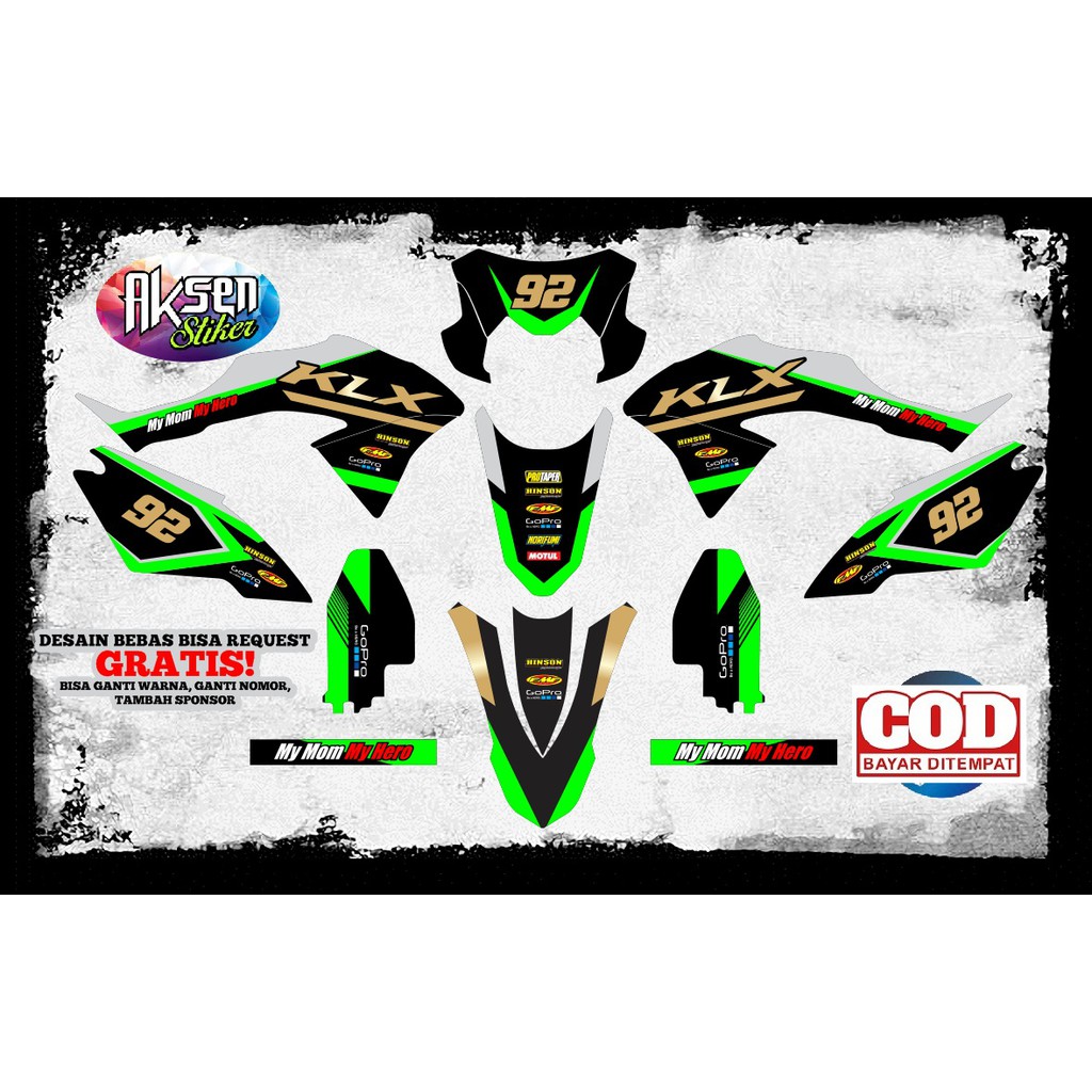 Decal KLX BF Sticker KLX Stiker Motor Full Body Bisa Custom Nama