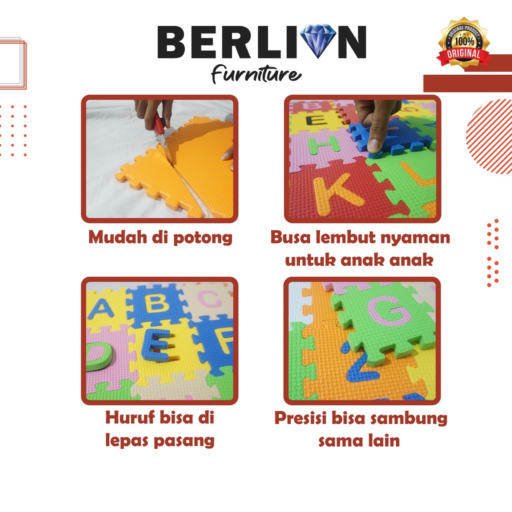 Matras Puzzle  25 x 25 Tbl 1 Cm isi 10 Pcs / Alas Lantai / Playmat / Tikar / Karpet