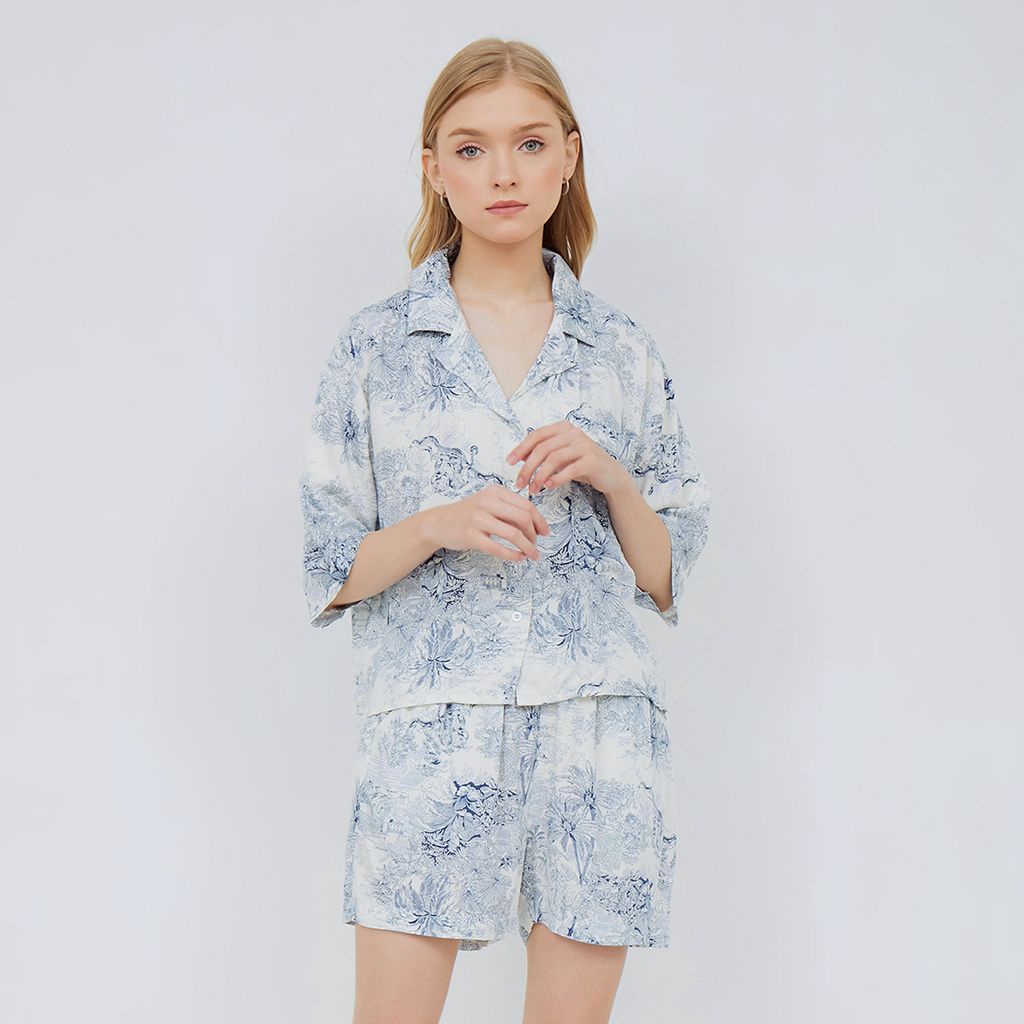 Oneset rayon lengan pendek celana pendek / setelan katun rayon Dior korea kekinian