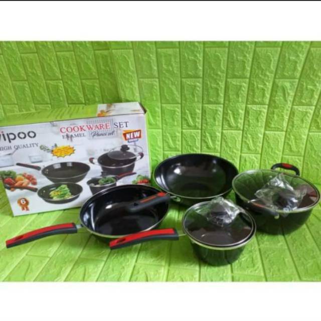 panci set VIPPO  ,  V 1834  , GSF 1831 , 2630  Enamel , panci anti lengket , panci cookware set