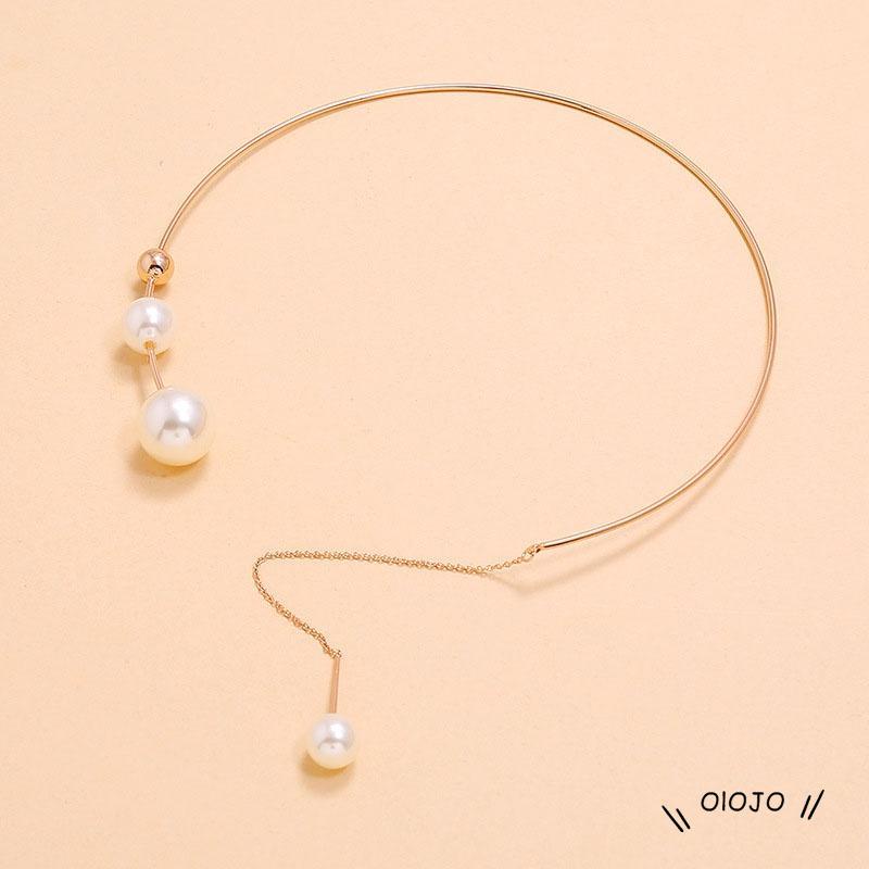 Kalung Rantai Klavikula Hias Mutiara Imitasi Untuk Wanita