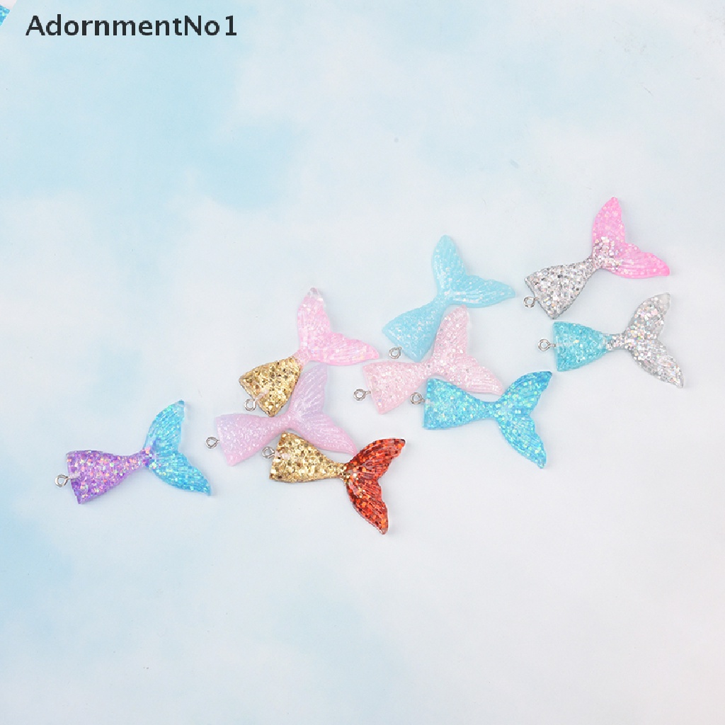 (AdornmentNo1) Liontin Bentuk Ekor Mermaid Aksen Glitter Bahan Resin Untuk Aksesoris Gelang / Kalung