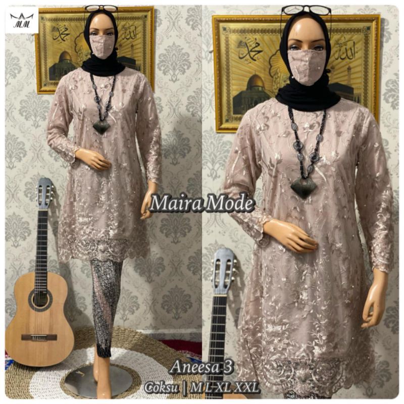 SET KEBAYA TUNIK TULLE - KEBAYA TUNIK ANEESA 2 - KEBAYA WISUDA - KEBAYA KONDANGAN - KEBAYA BROKAT-Coksu