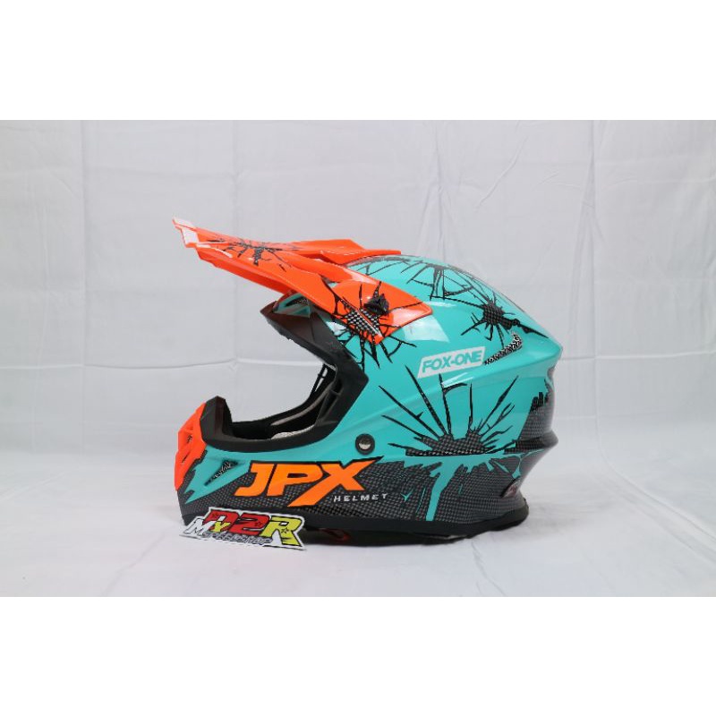 Helm JPX Cross Full Face Fox1 X34 Green Tosca Glossy size L Helm Motocross Adventure Trail
