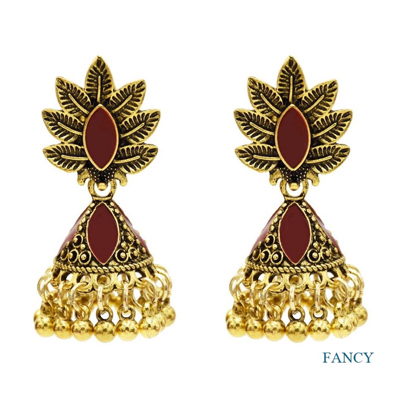 Anting Tusuk Gantung Bahan Metal Warna Gold Desain Bunga Gaya Vintageindiangipsibohoetnik Untuk Wanita