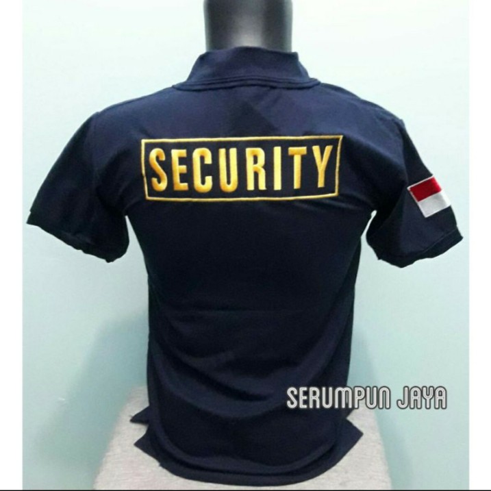 KAOS SECURITY NAVY - KAOS KERAH SECURITY NAVY LOGO BIRU - KAOS POLO SECURITY LOGO BIRU FULL BORDIR