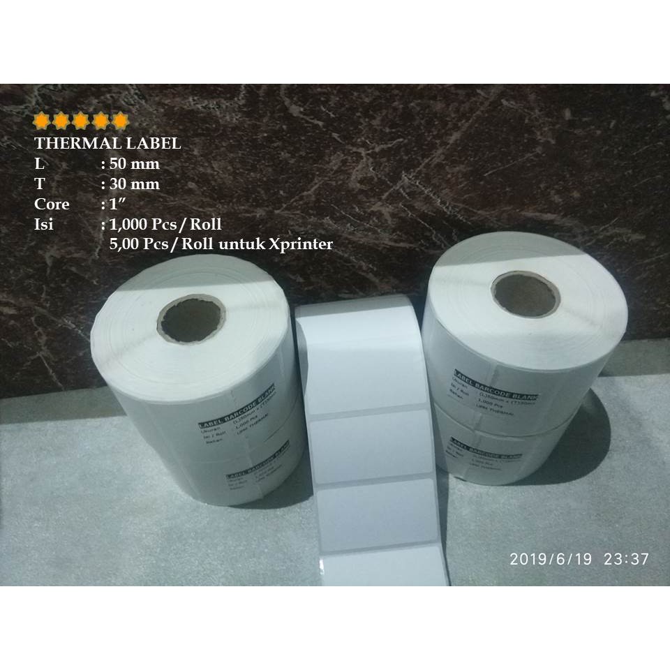 LABEL THERMAL 50x30mm LABEL STICKER THERMAL 50 X 30 SEMARANG isi 1000 PCS