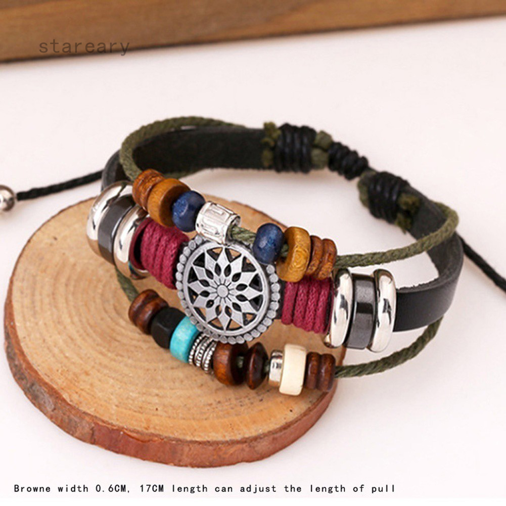  Gelang  Tangan  Strap Kulit Asli Kepang Handmade Motif  Ukir 