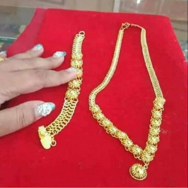 Jual Set kalung dan gelang matahari Emas London 24K kadar 99,99