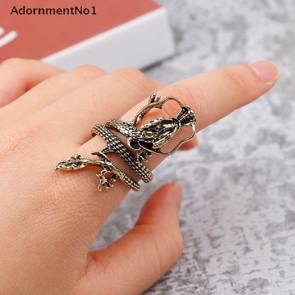 (AdornmentNo1) Cincin Terbuka Gaya Punk Motif Ular Warna Silver Untuk Perhiasan Pria / Wanita