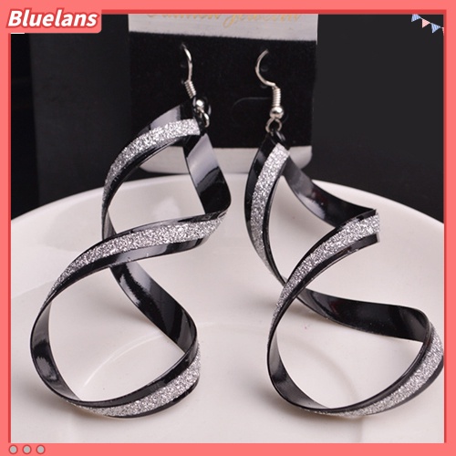 Bluelans Women Spiral Scrub Hook Dangle Earrings Wedding Engagement Bridal Jewelry Gift