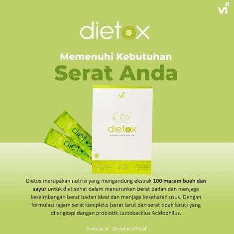 Fiber Pelancar BAB Penurun Berat Badan Dietox 10 sachet Vplus