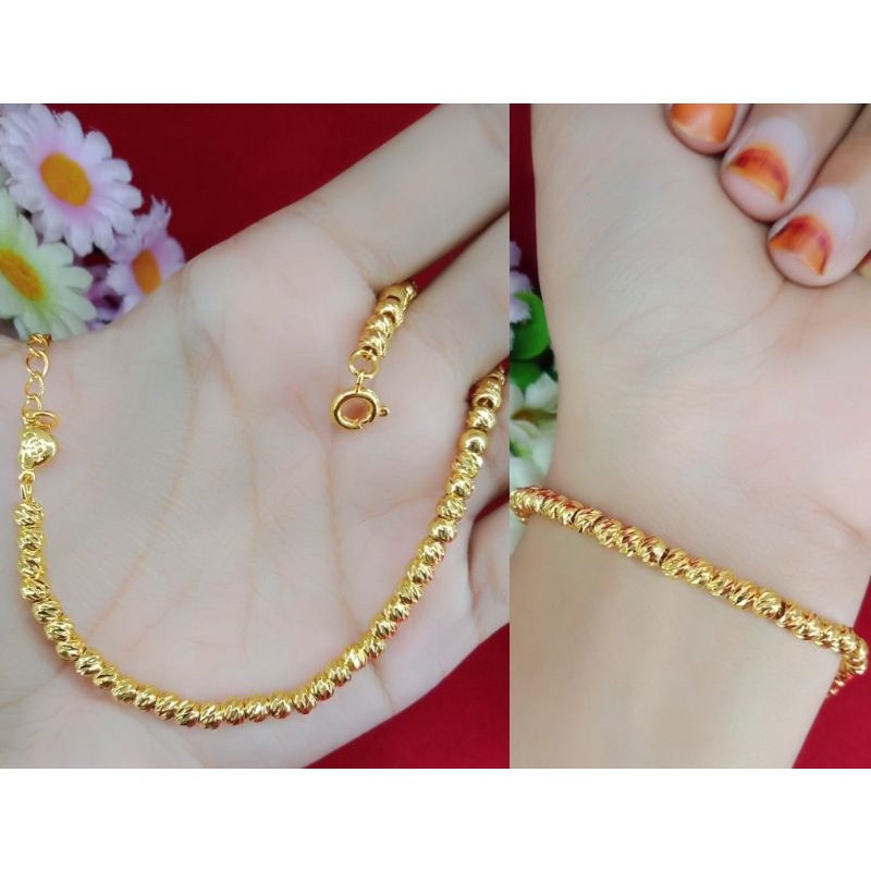 Gelang tangan emas muda, kadar 35% anti alergi gelang tangan dewasa aksesoris perhiasan emas muda