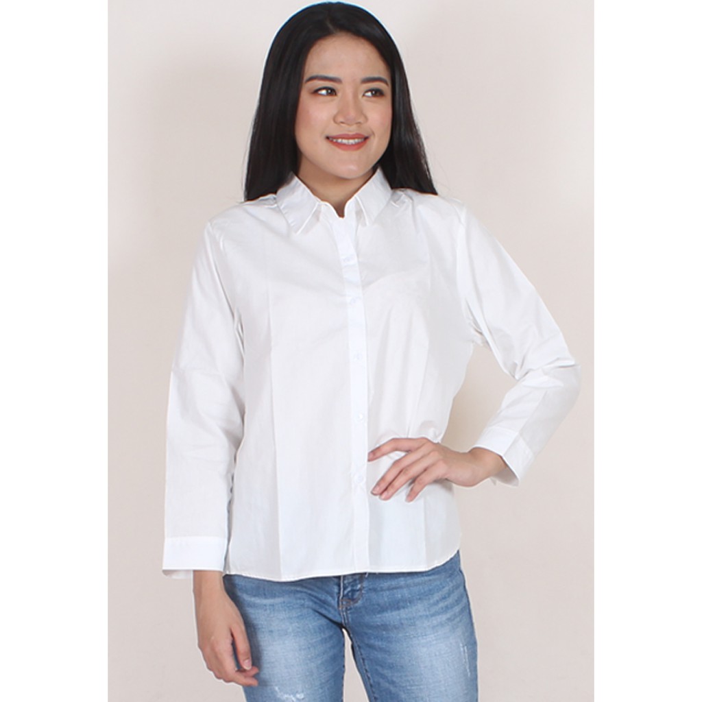 KEMEJA WANITA KATUN POLOS,SALUR,KOTAK