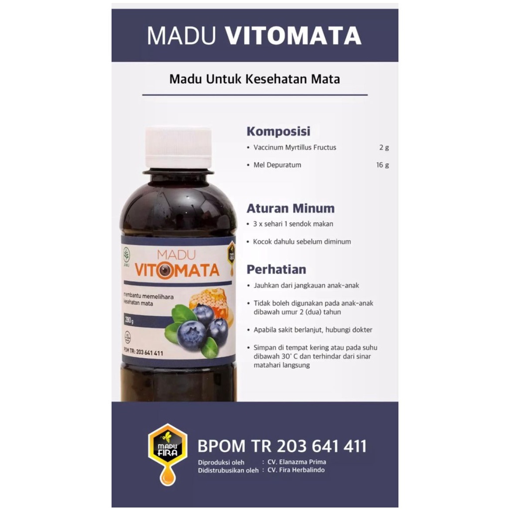 Madu VITOMATA Asli Original Obat Herbal Kesehatan Mata Minus Mata Merah