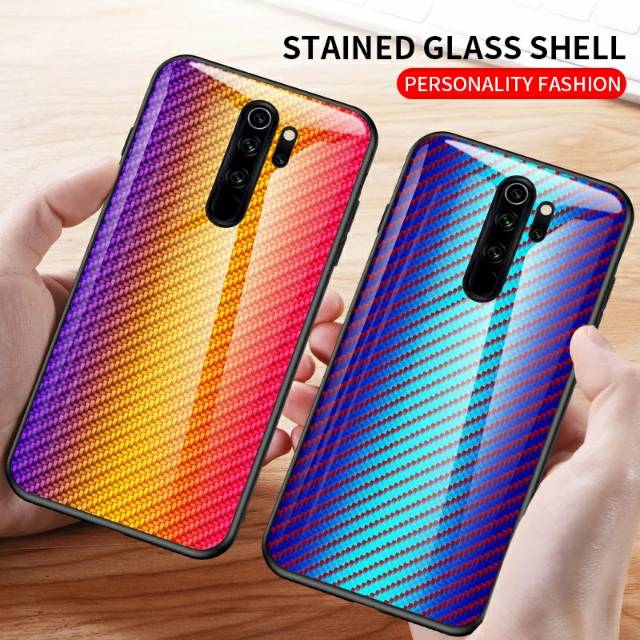 Carbon Fiber Glass Case Xiaomi Redmi Note 8 Pro Note8Pro Note8 Pro RedmiNote8Pro Softcase Hardcase C